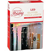 Destination Holiday Glitter Icicle Multi Color LED Christmas Lights - White Wire