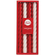 Destination Holiday Twist Christmas Taper Candles - Red & White, 4 pk