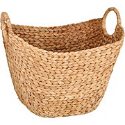 Destination Holiday Water Hyacinth Oval Basket with Ring Handles