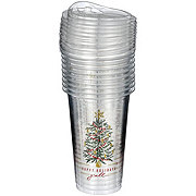 Destination Holiday Happy Holidays Christmas Tree Plastic Cups & Lids, 10 ct