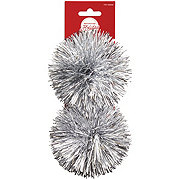 Destination Holiday Pom Pom Christmas Bows - Silver, 2 ct