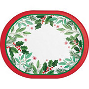 Destination Holiday Holly Jolly Oval Plate Christmas Party Paper Plates, 8 ct