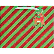 Destination Holiday Red & Green Stripes Horizontal Christmas Gift Bag, Medium