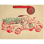 Destination Holiday Red Truck Horizontal Christmas Gift Bag, Large