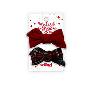 Scunci Let It Snow Plaid & Red Bow