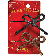 Scunci Merry Merry Black And Gold Bows Bobby Pins