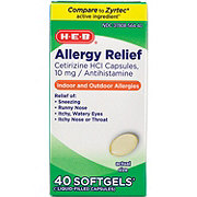 H-E-B Allergy Relief Cetirizine 24 Hour Softgels – 10 mg