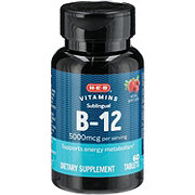 H-E-B Vitamins B-12 5,000 mcg Sublingual Tablets - Berry