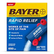 Bayer Aspirin Rapid Relief 650 mg Powder Packets - Raspberry