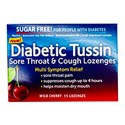 Diabetic Tussin Sore Throat & Cough Sugar Free Lozenges - Wild Cherry