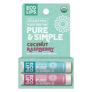 Eco Lips Pure & Simple Plant Pod Organic Lip Balm - Coconut & Raspberry