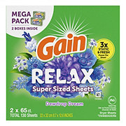 Gain Mega Pack Relax Super Sized Fabric Softener Dryer Sheets -  Dewdrop Dream 