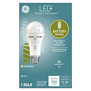 GE Battery Backup A21 60-Watt LED+ Light Bulb - Soft White