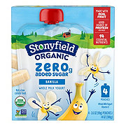 Stonyfield Organic Zero Added Sugar Yogurt Pouches - Banilla, 4 pk