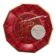 Hudson + Gray Happy Holidays Christmas Party Paper Plates, 8 ct