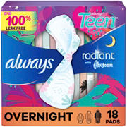 Always Teen Radiant Flexfoam Pads with Wings - Overnight