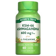Nature's Truth KSM-66 Ashwagandha + L-Theanine 600mg Capsules