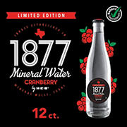 H-E-B 1877 Cranberry Mineral Water 12 pk Bottles, 12 oz