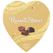 Russell Stover Assorted Milk & Dark Chocolates Gold Valentine's Heart Gift Box, 9 pc