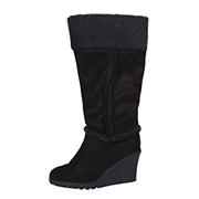 tall black suede wedge boots