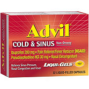 Advil Cold & Sinus Liqui-Gels Nasal Decongestant Liquid Filled Capsules ...