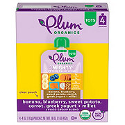 Plum Organics Mighty 4 Pouches - Banana Blueberry Sweet Potato Carrot Greek Yogurt Millet