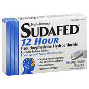 Sudafed 12 Hour Long-Acting Nasal Decongestant 120 Mg Coated Caplets ...