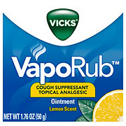 Vicks VapoRub Cough Suppressant/Topical Analgesic Ointment Lemon Scent ...