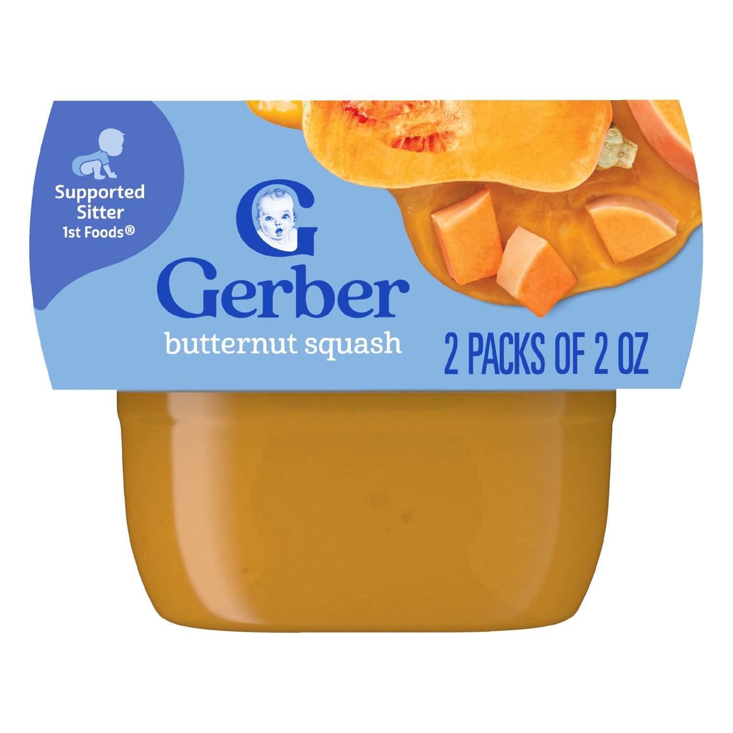 Gerber Stage 1 Baby Food - Butternut Squash, 2 oz Tubs, image size:1500x1500