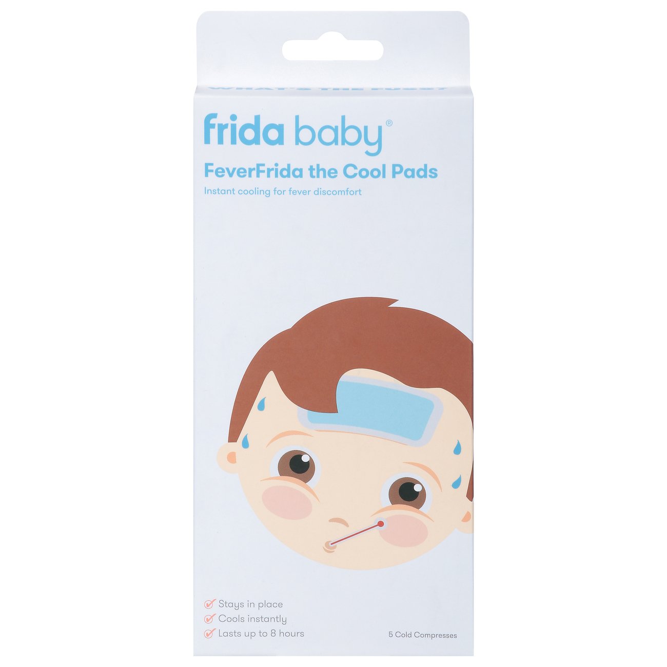 Patch-type wearable thermometers. (a) FeverFrida TM and (b) Fever Smart.