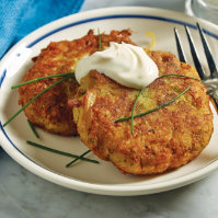 Apple Zucchini Latkes with Chive Crème Fraiche