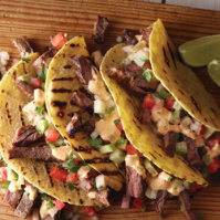 Grilled Adobo Fajita Tacos with Arbol Chili Aioli