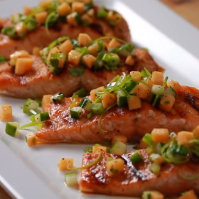 Grilled Salmon with Cucumber Melon Salsa