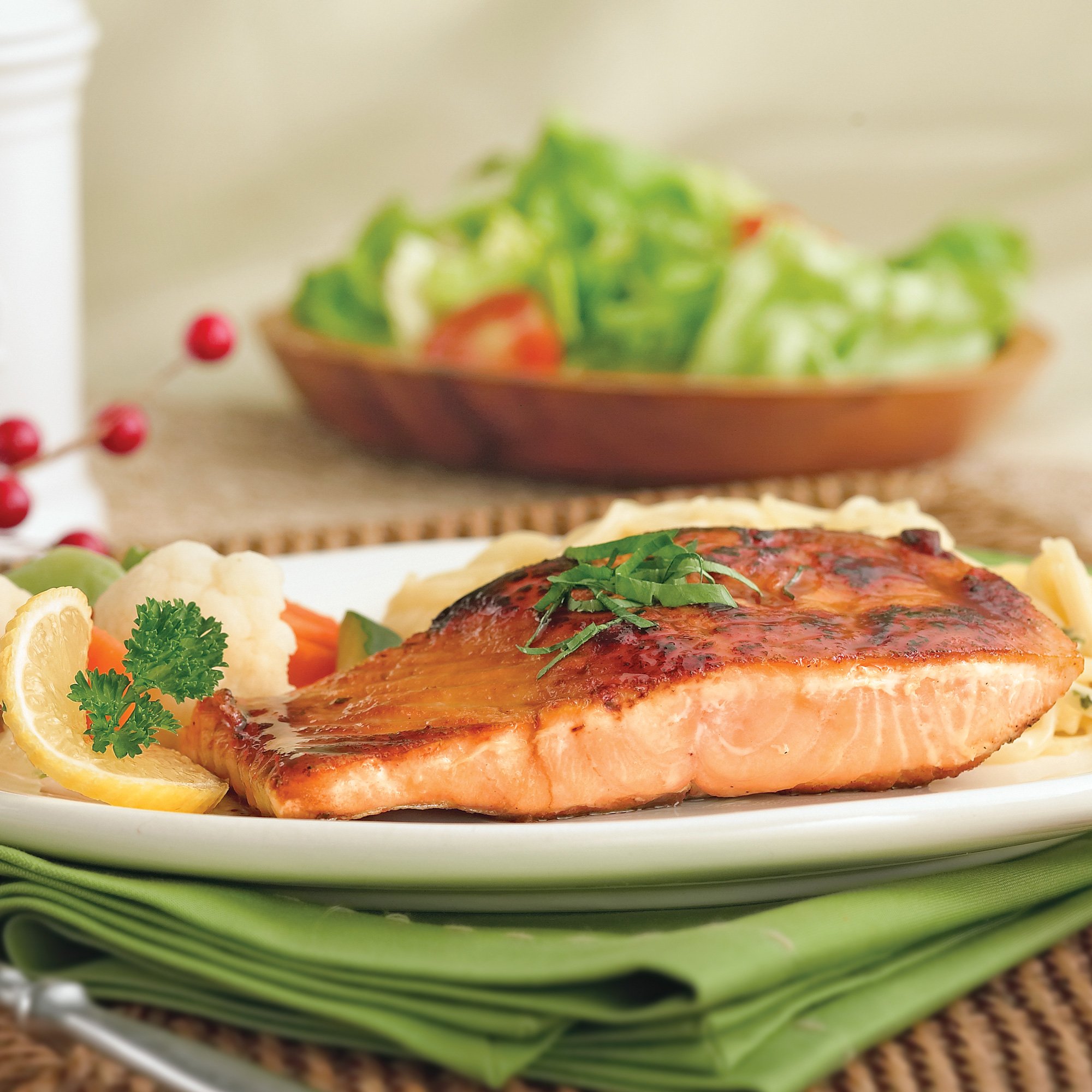 Balsamic Salmon with Pasta and Vegetables Recipe from H-E-B