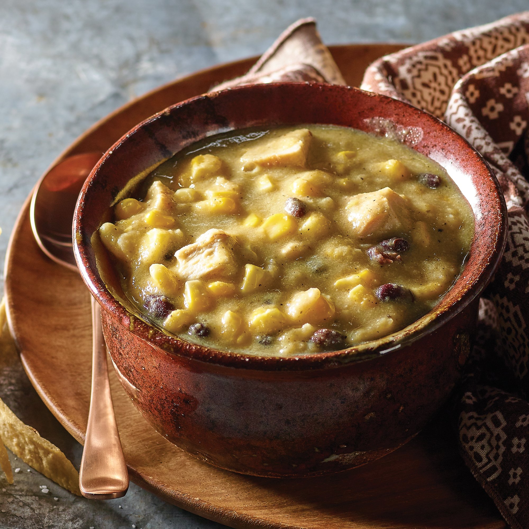 Chicken, Black Bean & Corn Hatch Verde Tortilla Soup Recipe from H-E-B