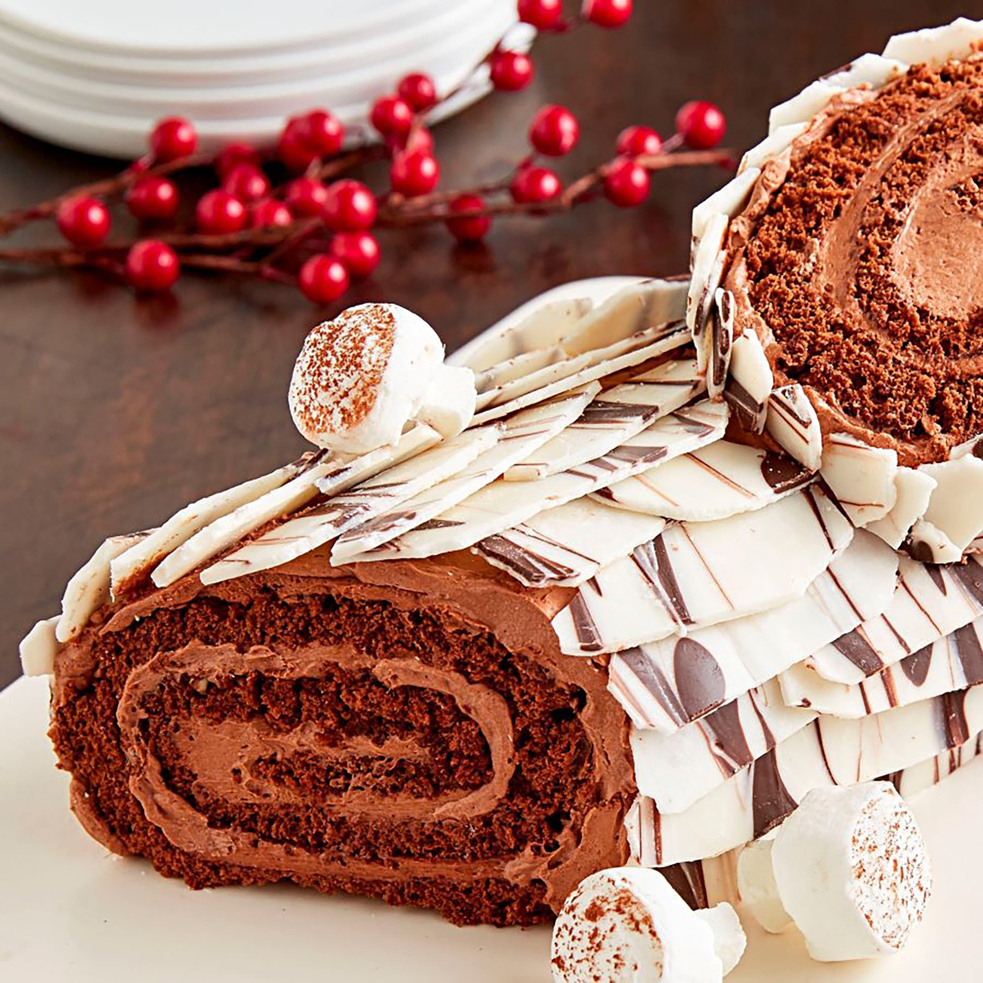 Chocolate yule log cake recipe! A bûche de Noël with glutenfree and natural  colouring powder options… :)