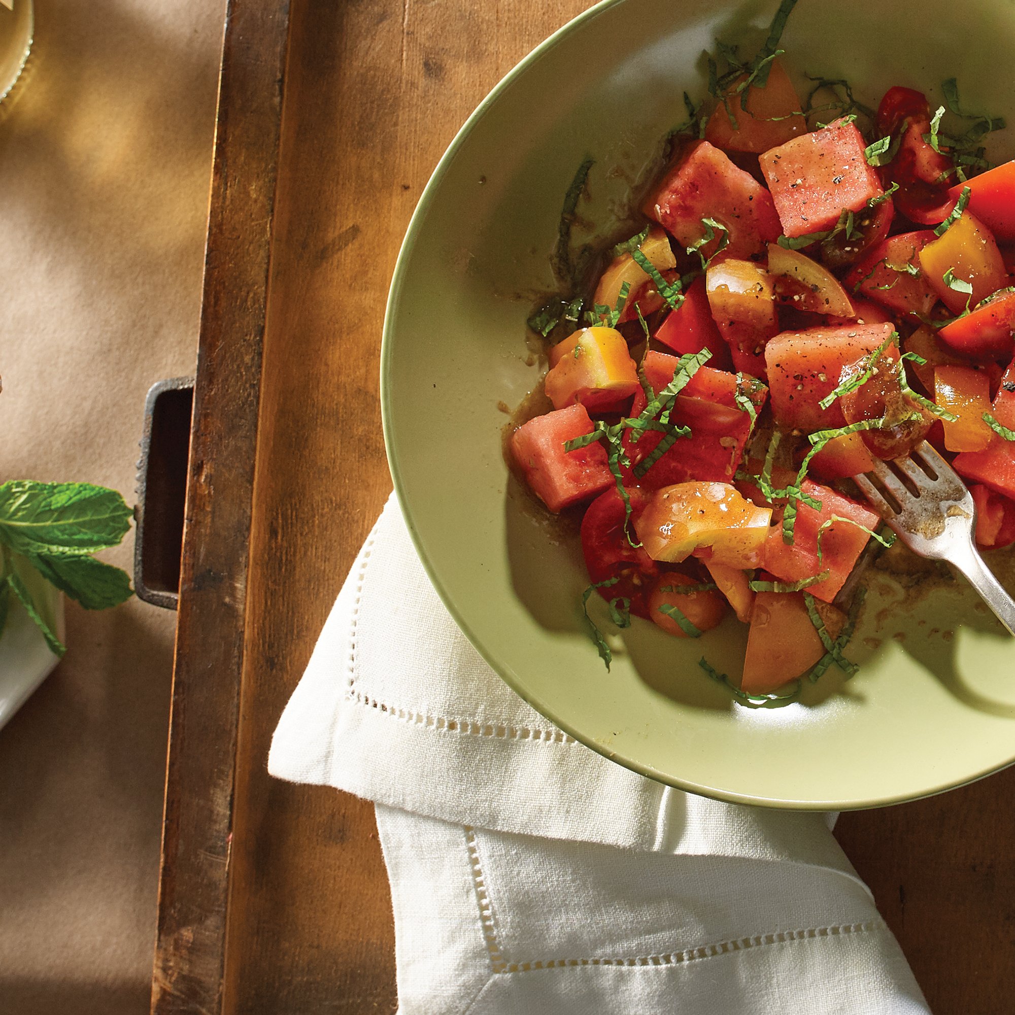 watermelon tomato salad with mint