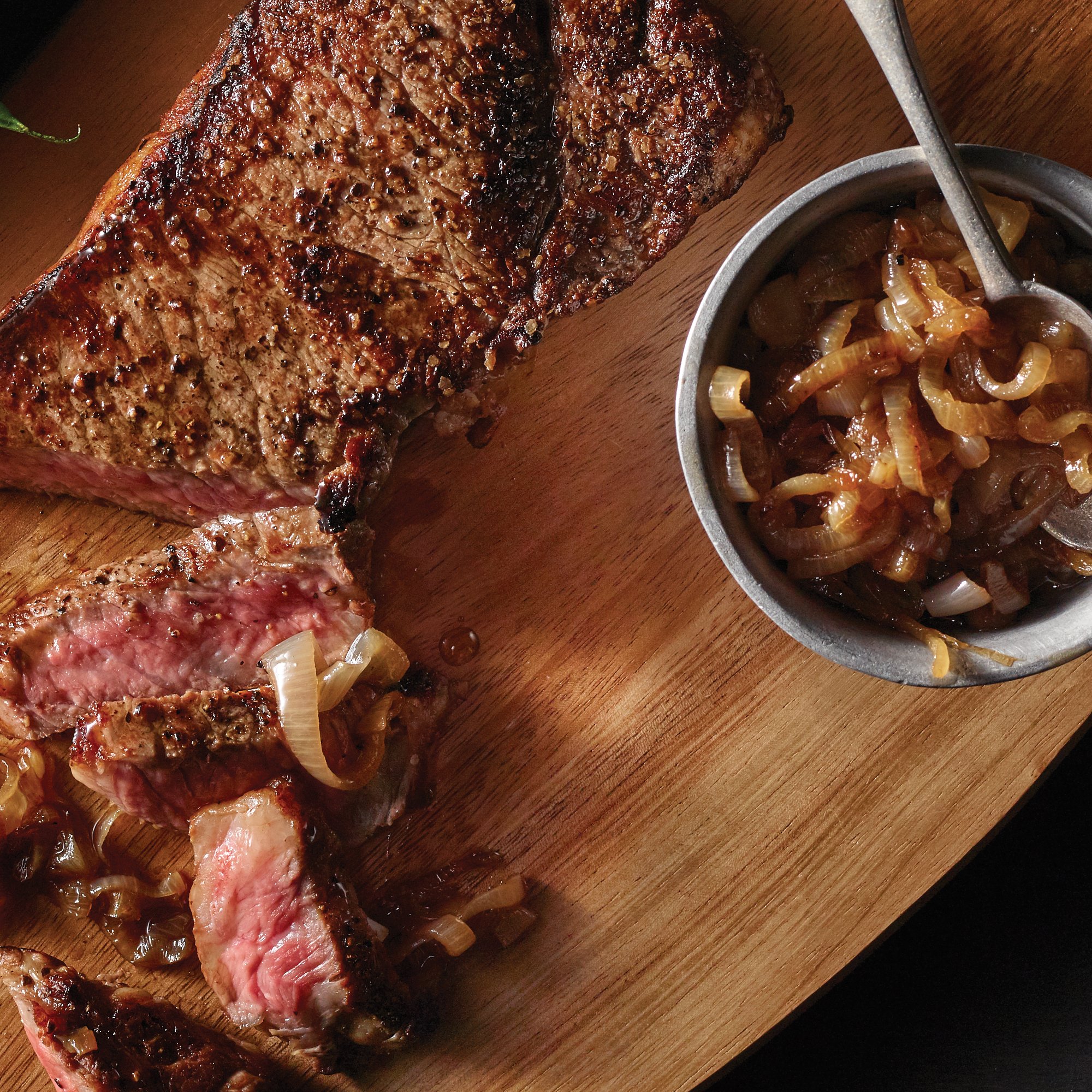 Pan-Roasted New York Strip with Cabernet Shallot Confit