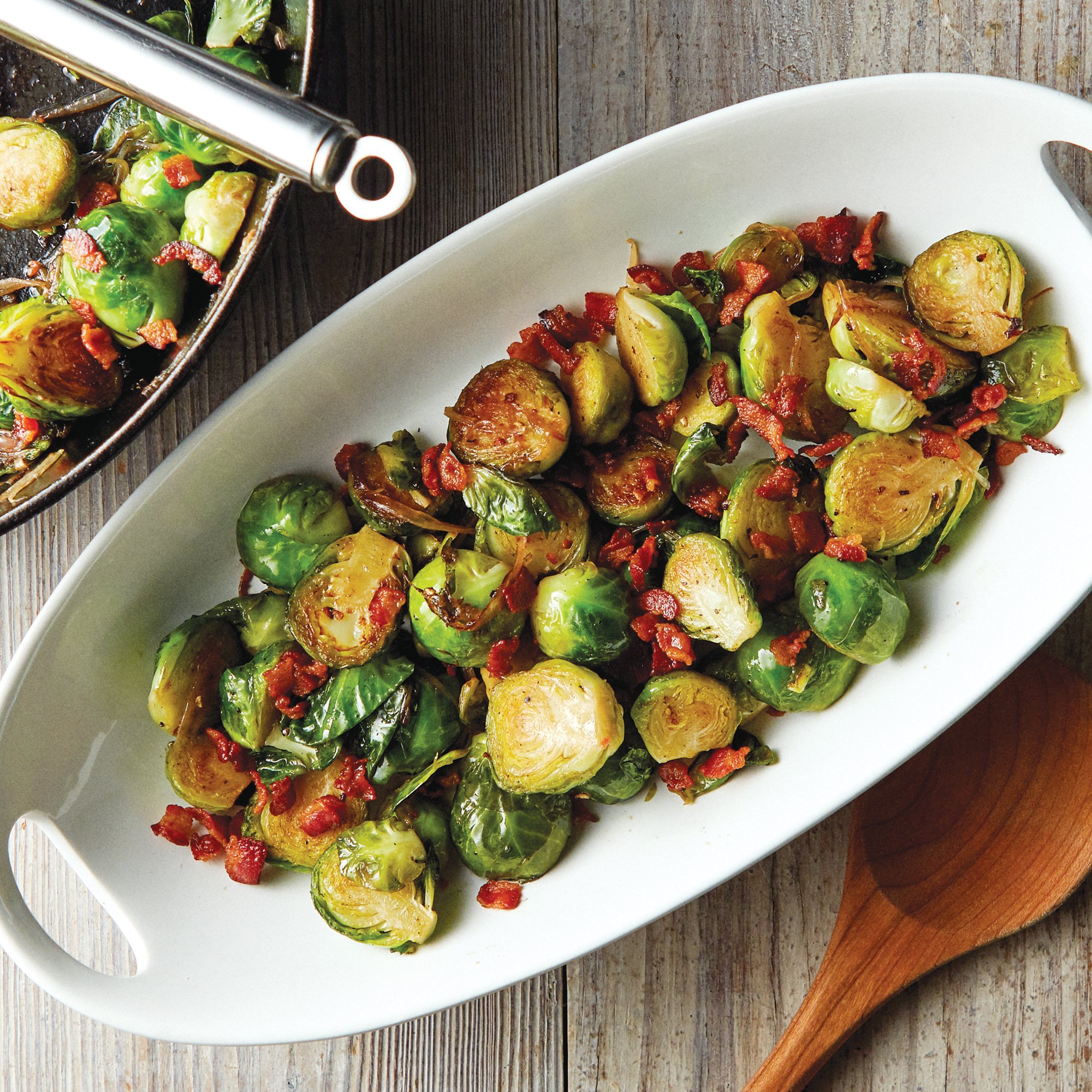 Pan Roasted Brussels in Bacon Fond Recipe from H-E-B