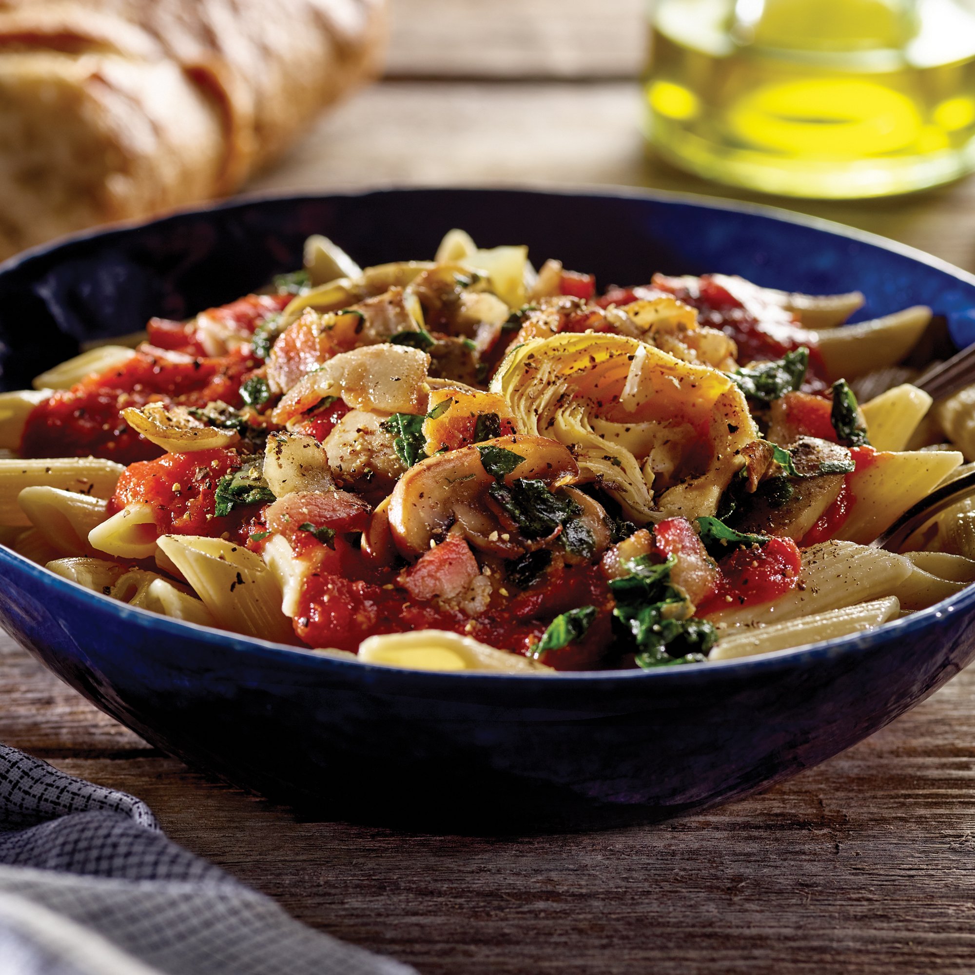 Pasta with Bacon and Vegetable Marinara Recipe from H-E-B