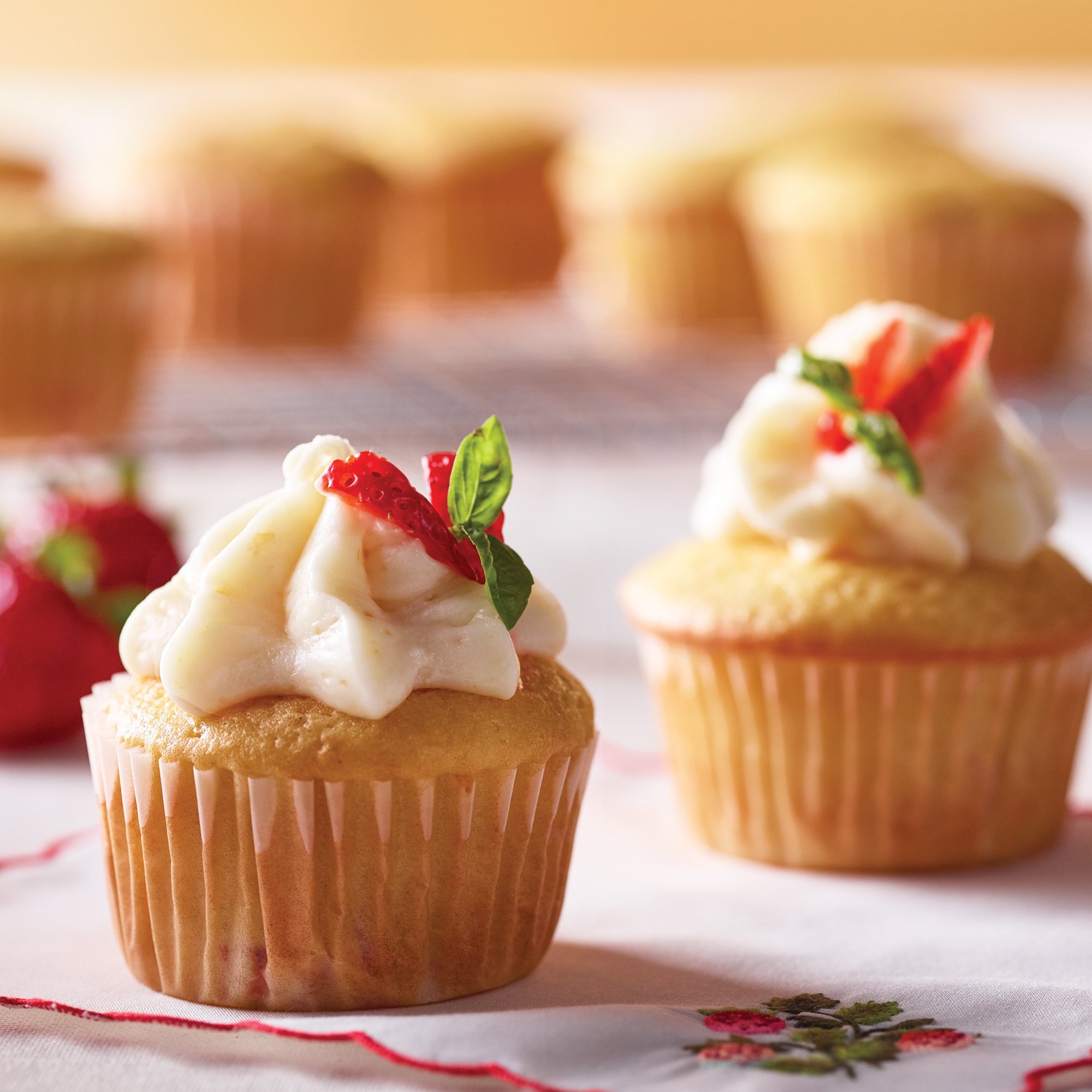 Strawberry Cupcakes With Lemon Basil Icing