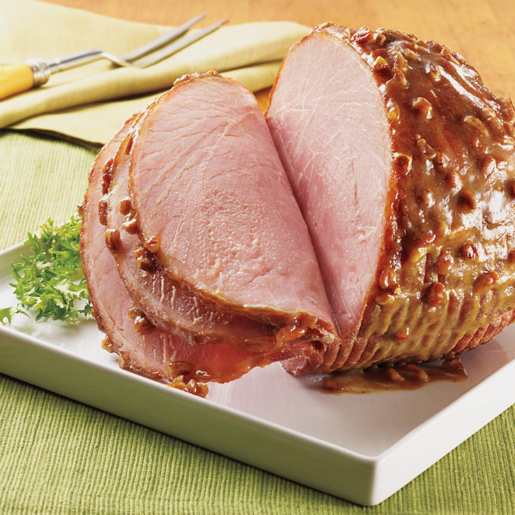 Brown sugar pecan mustard glazed ham
