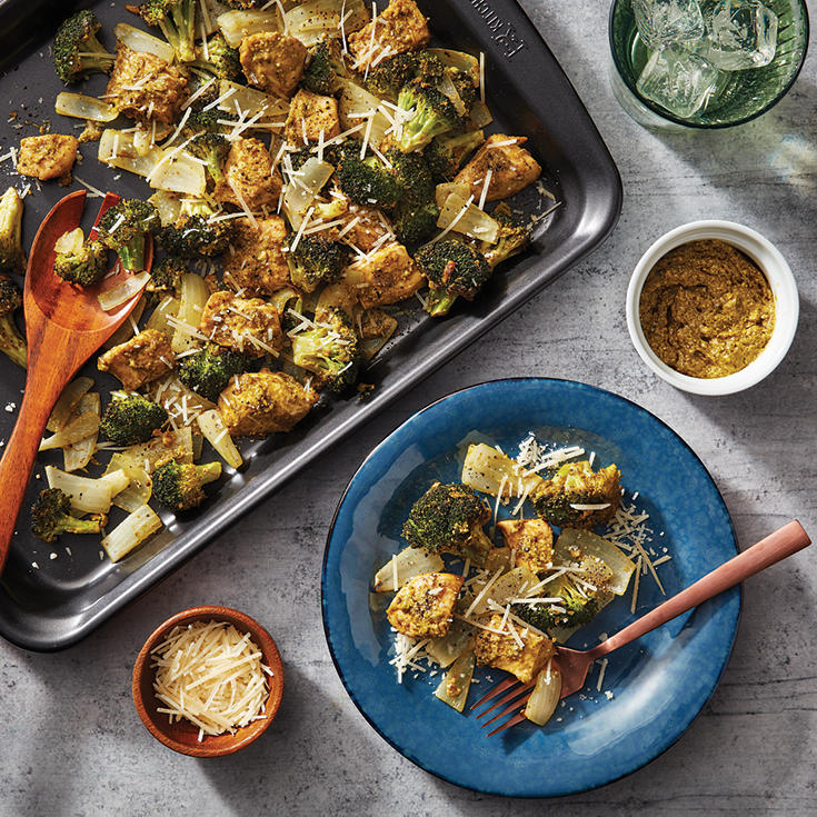 Easy sheet pan pesto chicken 