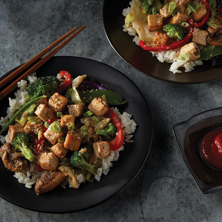 Ginger scallion tofu stir-fry