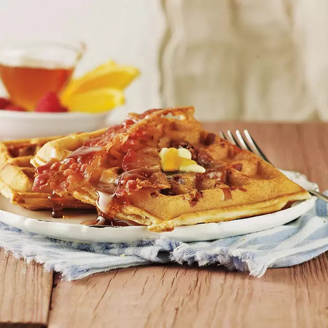Maple waffles with bacon