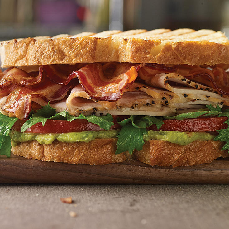 Power greens and avocado BLT sandwich