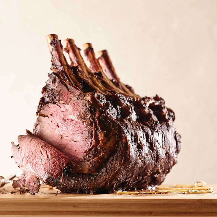 Salt & pepper crusted smoked prime rib