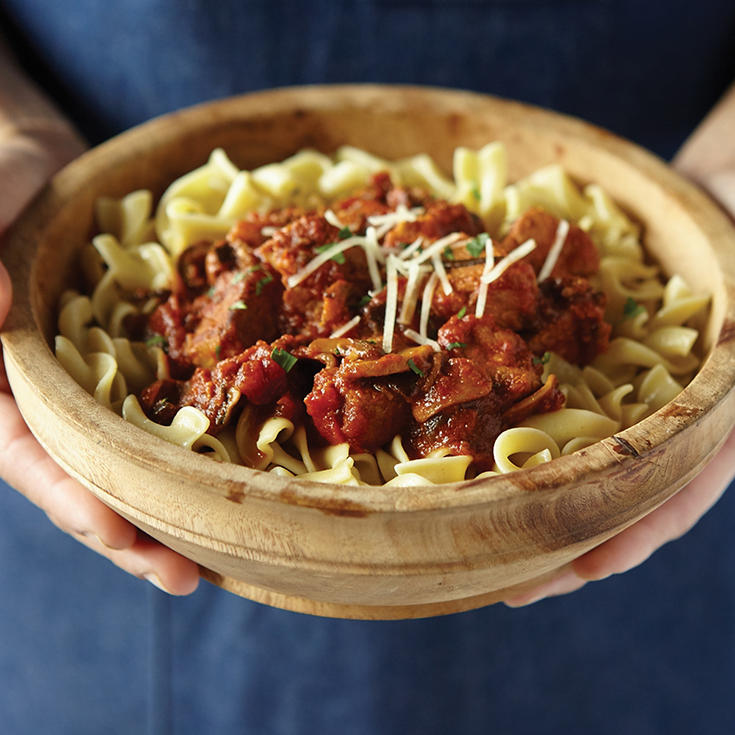 Slow cooker Italian pork with pasta
