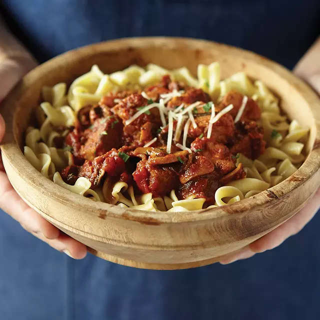 Slow cooker Italian pork with pasta