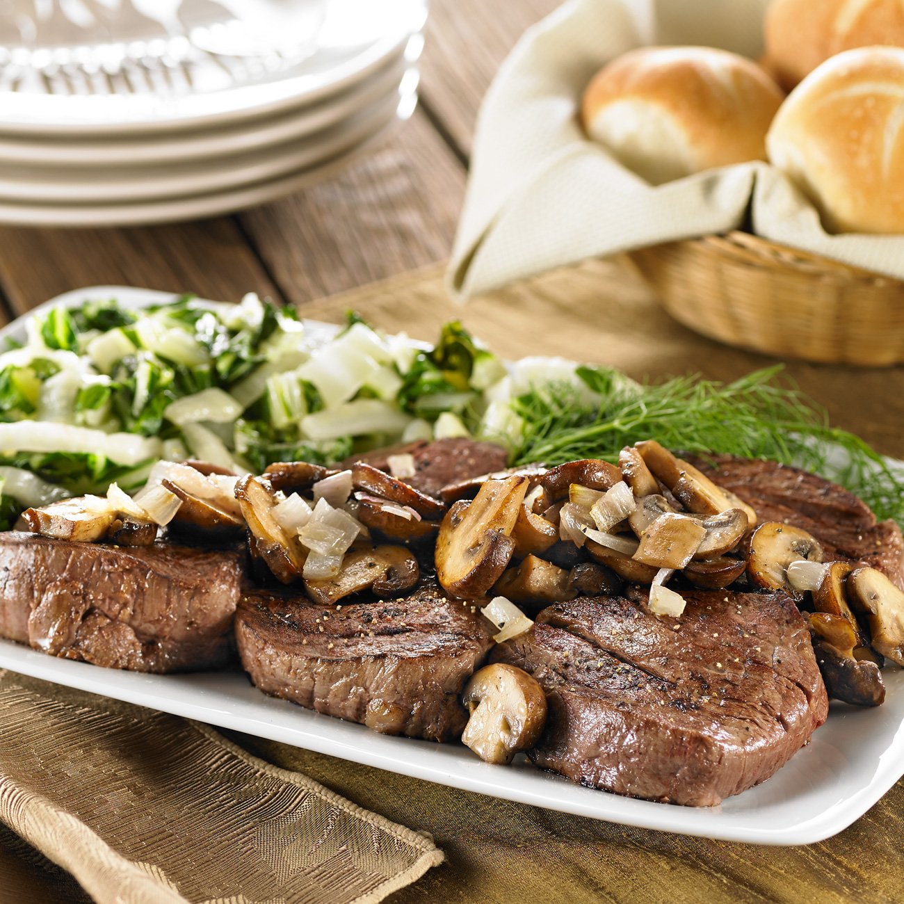 Steaks with Red Wine-Mushroom Sauce